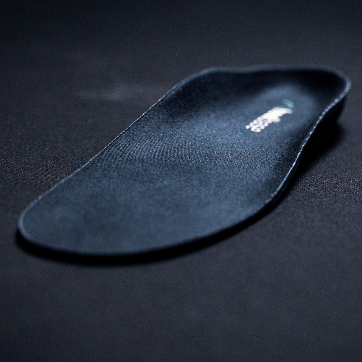 Close-up of the velvet top cover on a HeelBase Apex insole