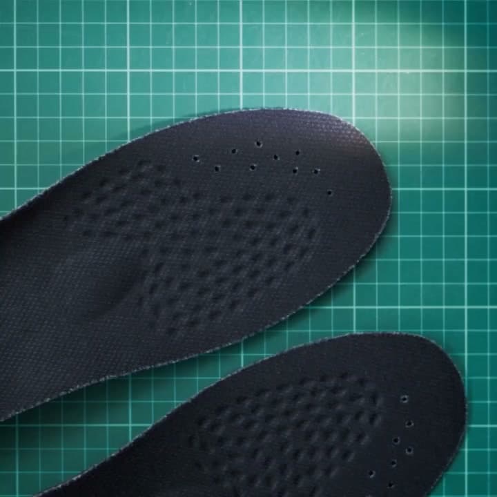 Engineering view of the top and structural underside of HeelBase Stance insoles