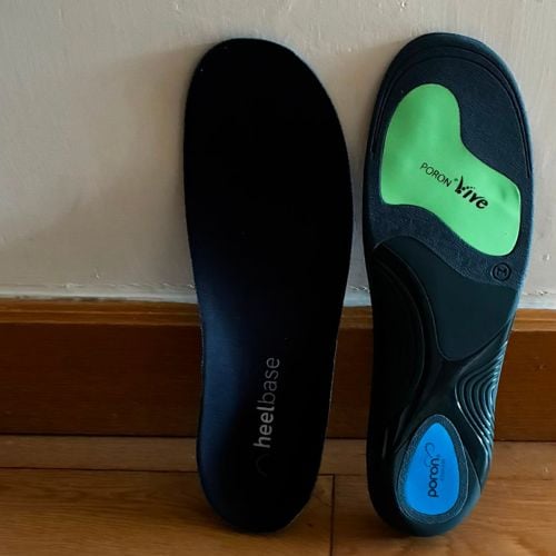 Customer photo showing Apex insoles top and bottom