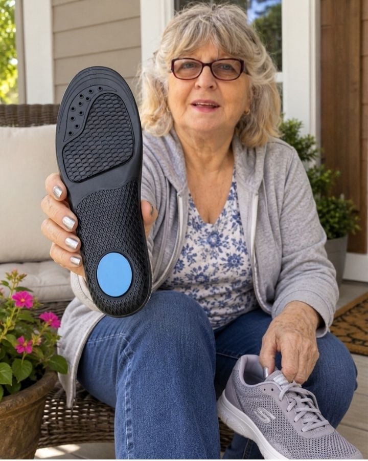 Rose holding a HeelBase Stance insole at home